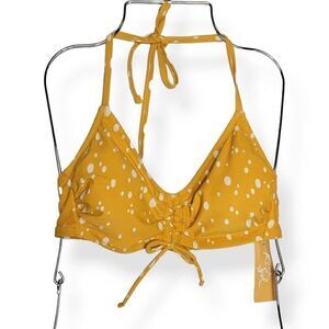 Kona Sol Yellow Polka-dot Bikini Top Medium 8-10